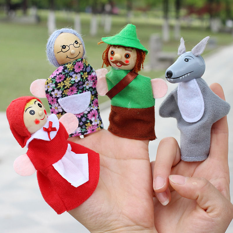 Woodworking Kids Toys - 4 unids/lote, marionetas de dedo para