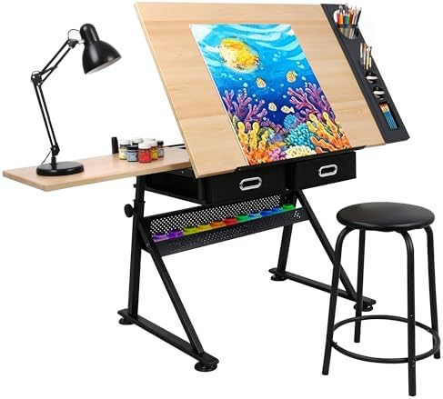 Woodworking Table - Mesa de Dibujo con 2 Cajones