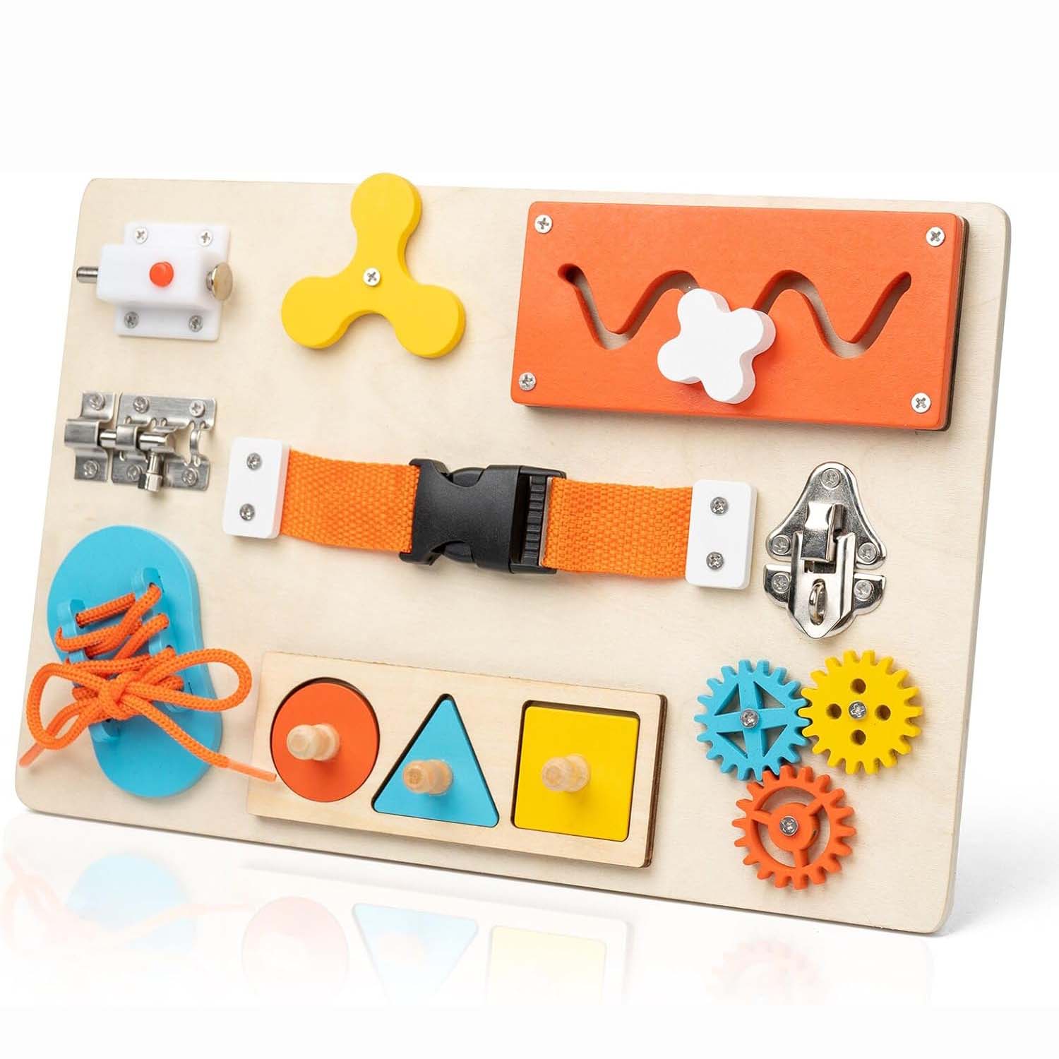 Woodworking Kids Toys - Tablero ocupado Montessori para niños pequeños,