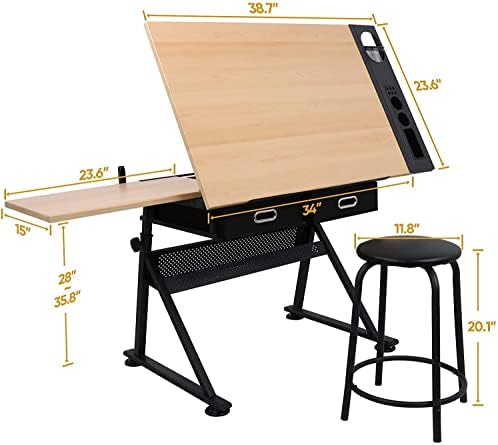Mesa de Dibujo con 2 Cajones d - Woodworking Table reseña y precio